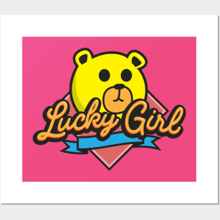 Lucky Girl Kawaii Bear Posters and Art